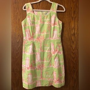 Lilly Pulitzer White Label Sz 10 Lime Green and Pink - Cabana Banana Shift
